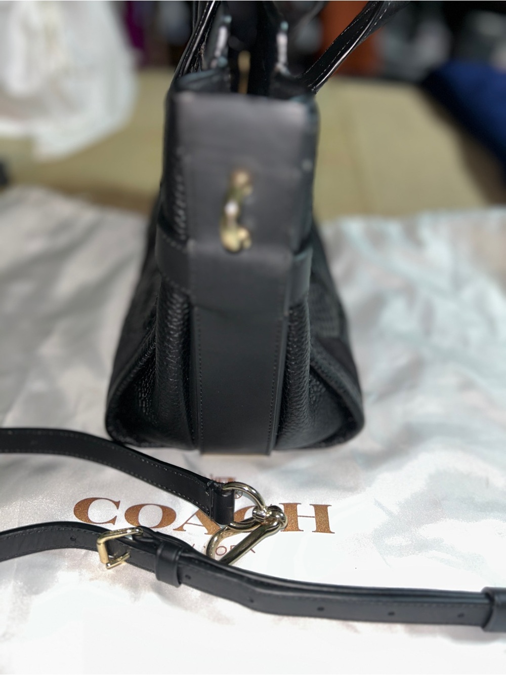 Coach Black Swagger 27 Quilted & Textured Leather Top-Handle Satchel - Picture 5 of 14